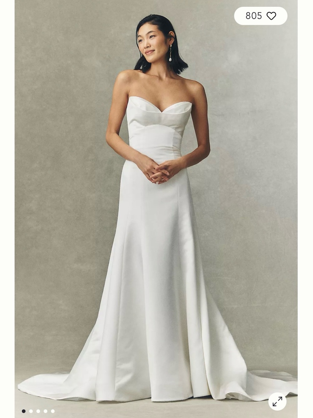 Watters White Strapless Satin Wedding Gown-Lucette Gown- Anthropologie bridal